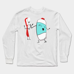 Toothbrushes and toothpaste vibes Long Sleeve T-Shirt